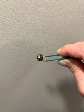 Pandora retired Silver Owl Bead Charm with Green Eyes